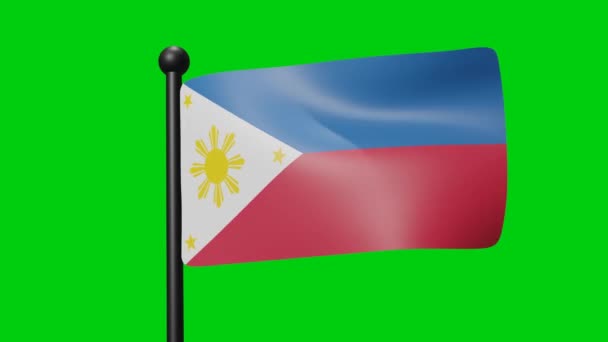 Philippines Flag Waving Slow Motion Green Background Render Flag National — Wideo stockowe