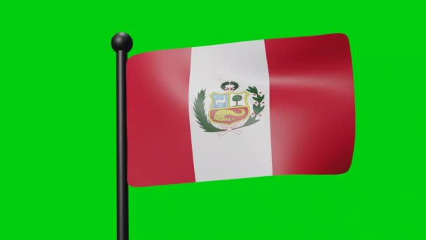Peru Flag Waving Slow Motion Green Background Render Flag National — Stockvideo