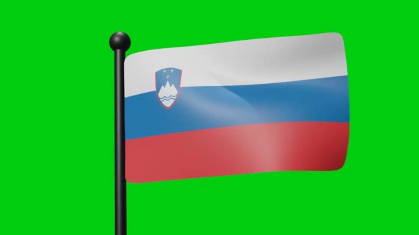 Slovenia Flag Waving Slow Motion Green Background Render Flag National — Wideo stockowe