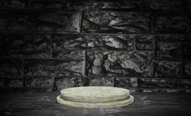 Ürün görüntüleme için siyah arkaplan ile 3d podyum dokusu