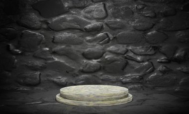 3B Hazırlama Podyumu Siyah Doku Arkaplanı