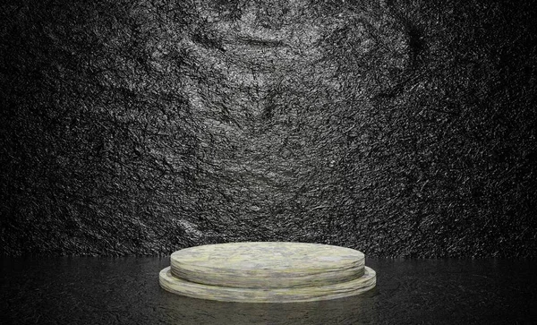 Rendering Podium Black Texture Background — Stock Photo, Image