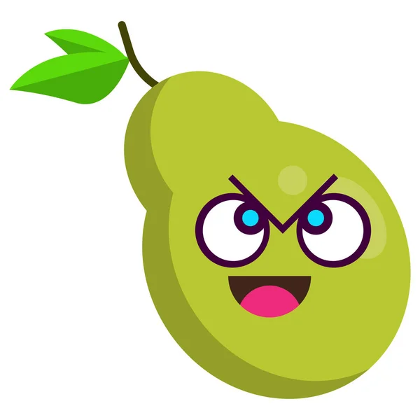 Cute Green Pear Stickers Fruit Characters — Stock Photo, Image