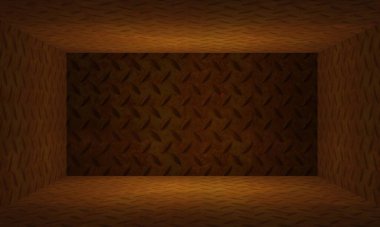 Modern grunge 3d duvar ve zemin metal doku odası iç plan