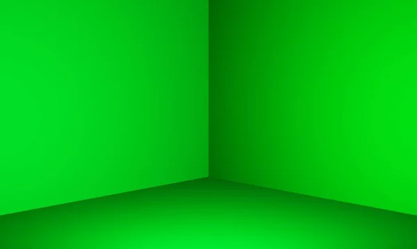 Leere Raumgestaltung Mit Grüner Wand Und Fußboden Rendering — Stockfoto