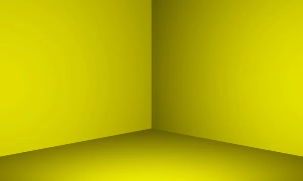 Leere Raumgestaltung Mit Gelber Wand Und Fußboden Rendering — Stockfoto