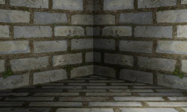 Beton köşe 3d duvar odası dokusu arkaplanı