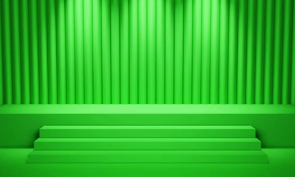 Зелена Сцена Фоні Штор Візуалізація — стокове фото