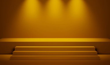 3D portakal rengi merdiven arkaplanı