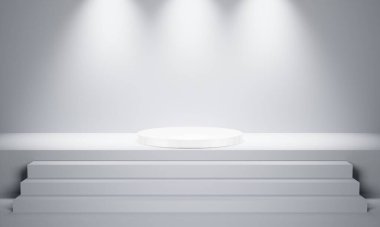 Duvar odası arka planında 3D podyum