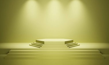 Duvar odası arka planında 3D canlandırma sahnesi