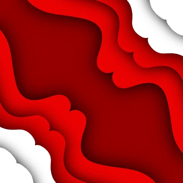 Moderno Papercut Arte Vermelho Branco Formas Fundo — Fotografia de Stock