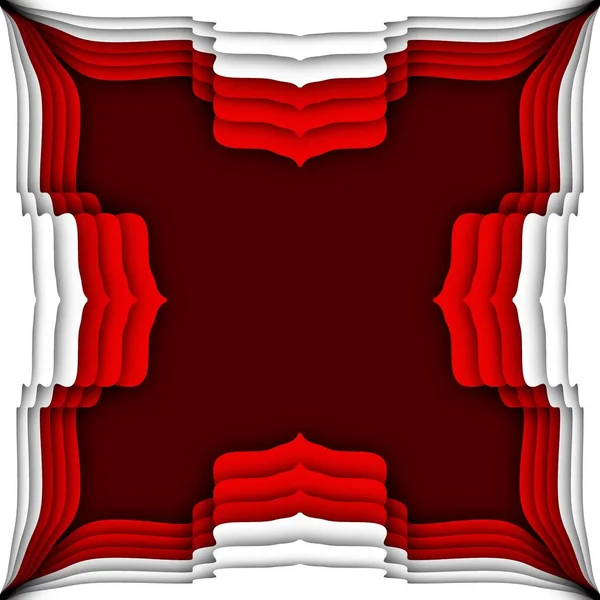 Moderne Papierschnittkunst Rote Und Weiße Formen Hintergrund — Stockfoto