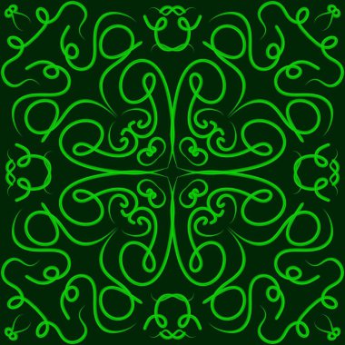 Yeşil Doodle Çiçek Deseni