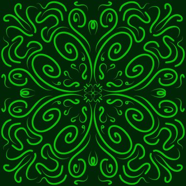 Yeşil Doodle Çiçek Deseni