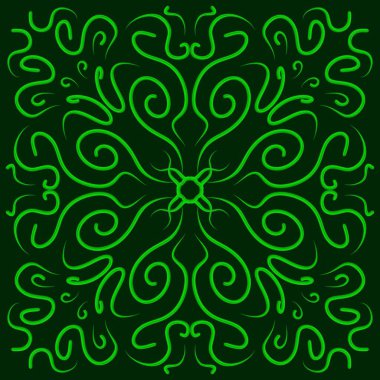 Yeşil Doodle Çiçek Deseni