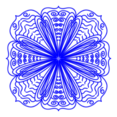 Soyut, pürüzsüz desenli mavi çiçek çizgisi