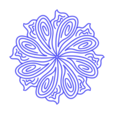 Soyut, pürüzsüz desenli mavi çiçek çizgisi