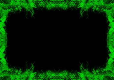 Siyah arkaplanda soyut yeşil duman çerçevesi