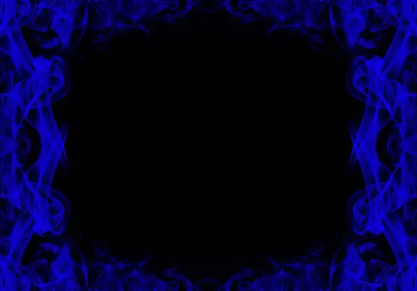 Siyah arkaplanda soyut mavi duman çerçevesi