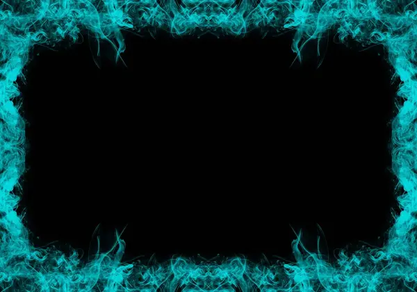Siyah arkaplanda soyut Cyan duman çerçevesi