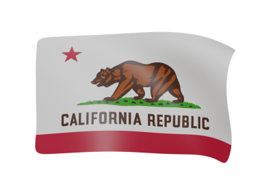Kaliforniya haritası şeklinde Kaliforniya bayrağı..