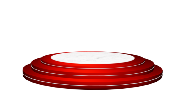 Siyah arka planda kırmızı saplı yuvarlak kırmızı bir plaka. Siyah arkaplanda izole.