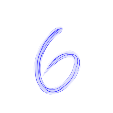 Mavi Neon Numara 6, şeffaf arkaplanda izole edildi