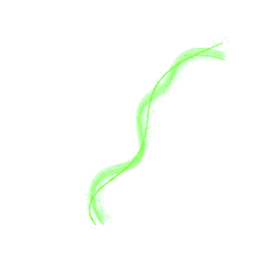 green curve lines with glitters. fluid waves illustration 