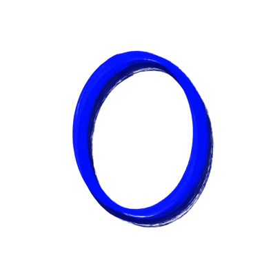 El Çizimi Mavi Boya Numarası 0, şeffaf arkaplanda izole.