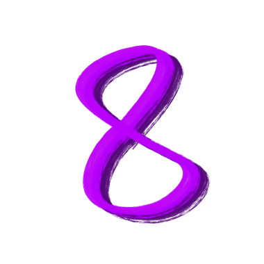 El Çizimi Mor Boya Numarası 8, şeffaf arkaplanda izole.