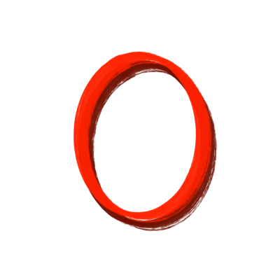 El Çizimi Kırmızı Boya Numarası 0, şeffaf arkaplanda izole.