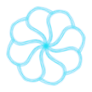 Cyan Neon Floral Outline Design