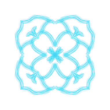 Cyan Neon Floral Outline Design