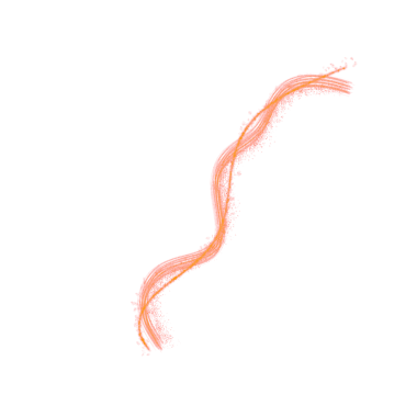 red curve lines with glitters. fluid waves illustration 