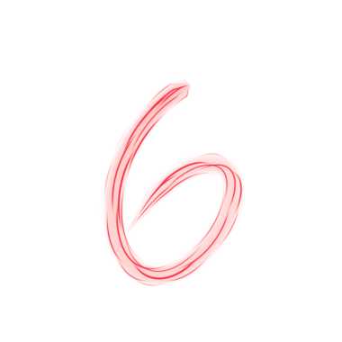 Kırmızı Neon Numara 6, şeffaf arkaplanda izole edildi