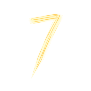 Sarı Neon Numara 7, saydam arkaplanda izole edildi