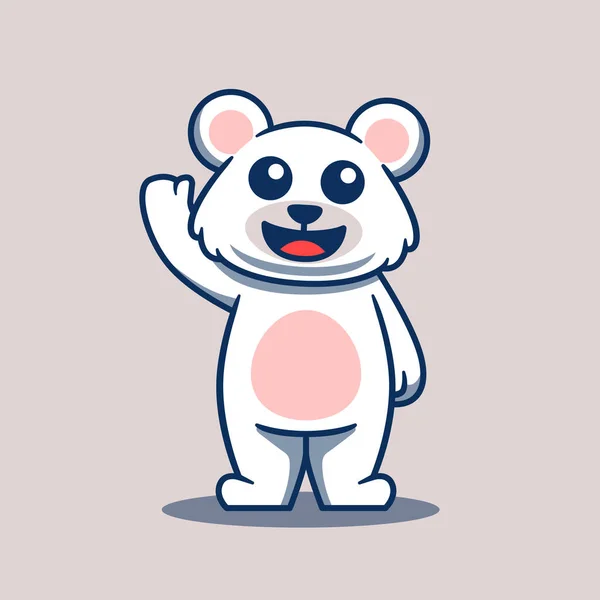 Bonito Urso Polar Acenando Ilustração Vetorial Ilustração Vetorial Mascote Animal —  Vetores de Stock