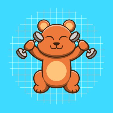 Şirin ayı ağırlık kaldırıyor vektör çizim çizimi