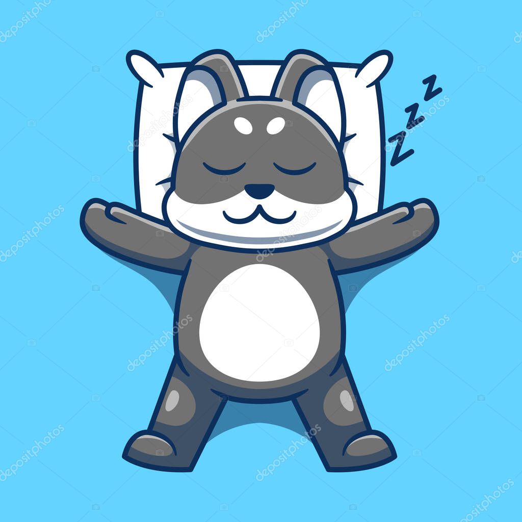 Cute Shiba inu gray dog sleeping cartoon vector illustration