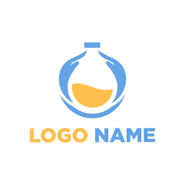 Mano Tubo Químico Icono Logo Concepto — Vector de stock
