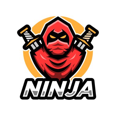 Ninja logo mascot with sword isolated on white background. Ninja esport logo.
