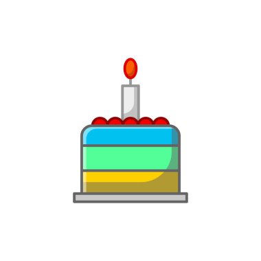 Birthday cake with candles cartoon vector isolated illustratio