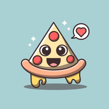 Şirin Pizza Vektörü Çizgi Film Çizimi