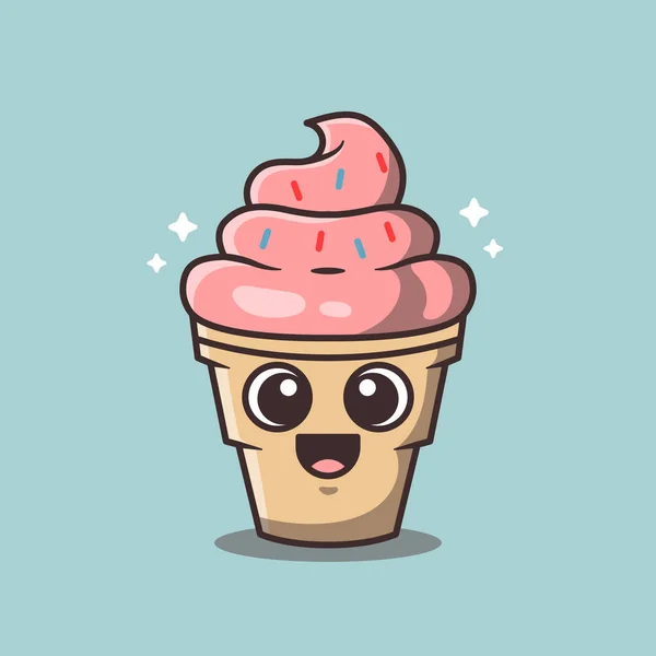 Cute Ice Cream Vector Cartoon Illustration — Stock Vector