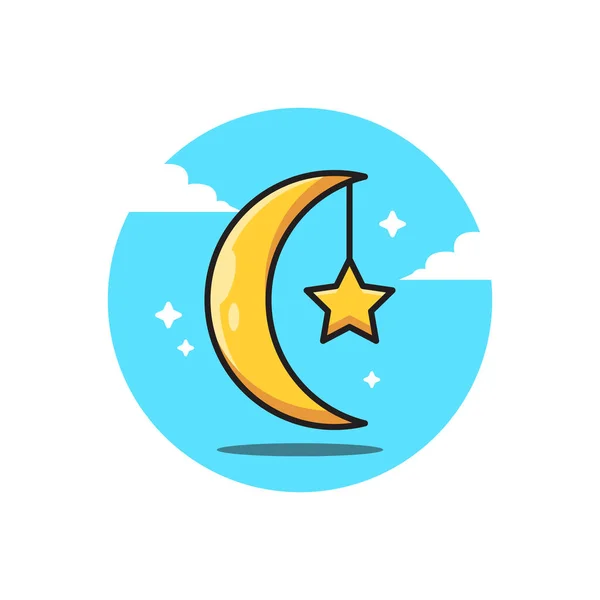 Векторная Иллюстрация Исламской Луны Звезды Рамадана — стоковый вектор