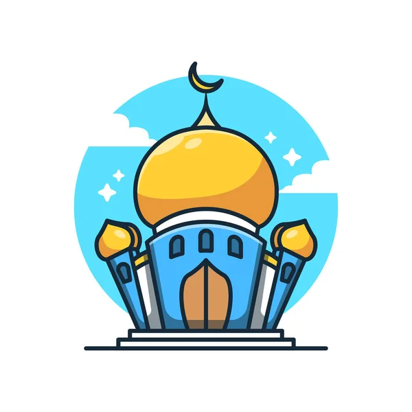 Иллюстрация Вектора Карикатуры Исламскую Мечеть — стоковый вектор