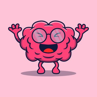 Mutlu gözlüklü, zeki insan beyninin sevimli çizgi film karakteri.