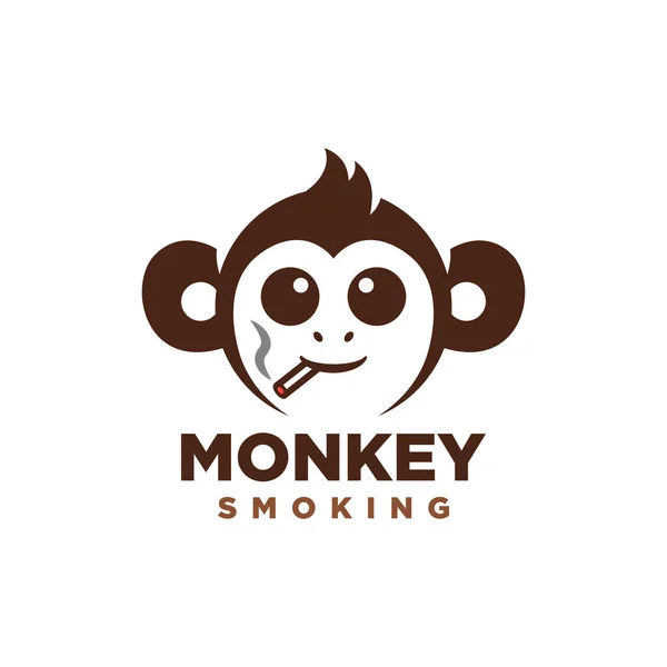 Diseño Logotipo Mono Fumador Aislado Sobre Fondo Blanco — Vector de stock