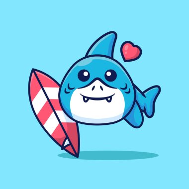 Sörf tahtası taşıyan şirin bir köpekbalığı.